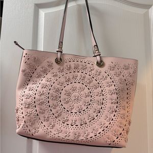 Pink leather big tote
